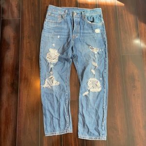 Levi's 501 distressed jeans